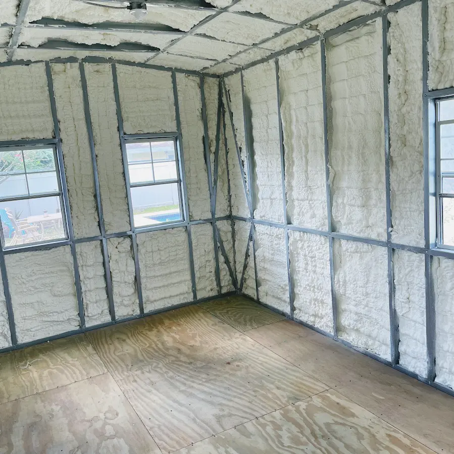 Closed-cell spray foam insulation applied to wall cavities in a residential project in Kanab